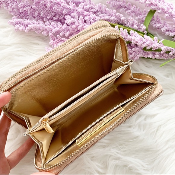 Gold double zipper clutch wallet - Picture 5 of 8